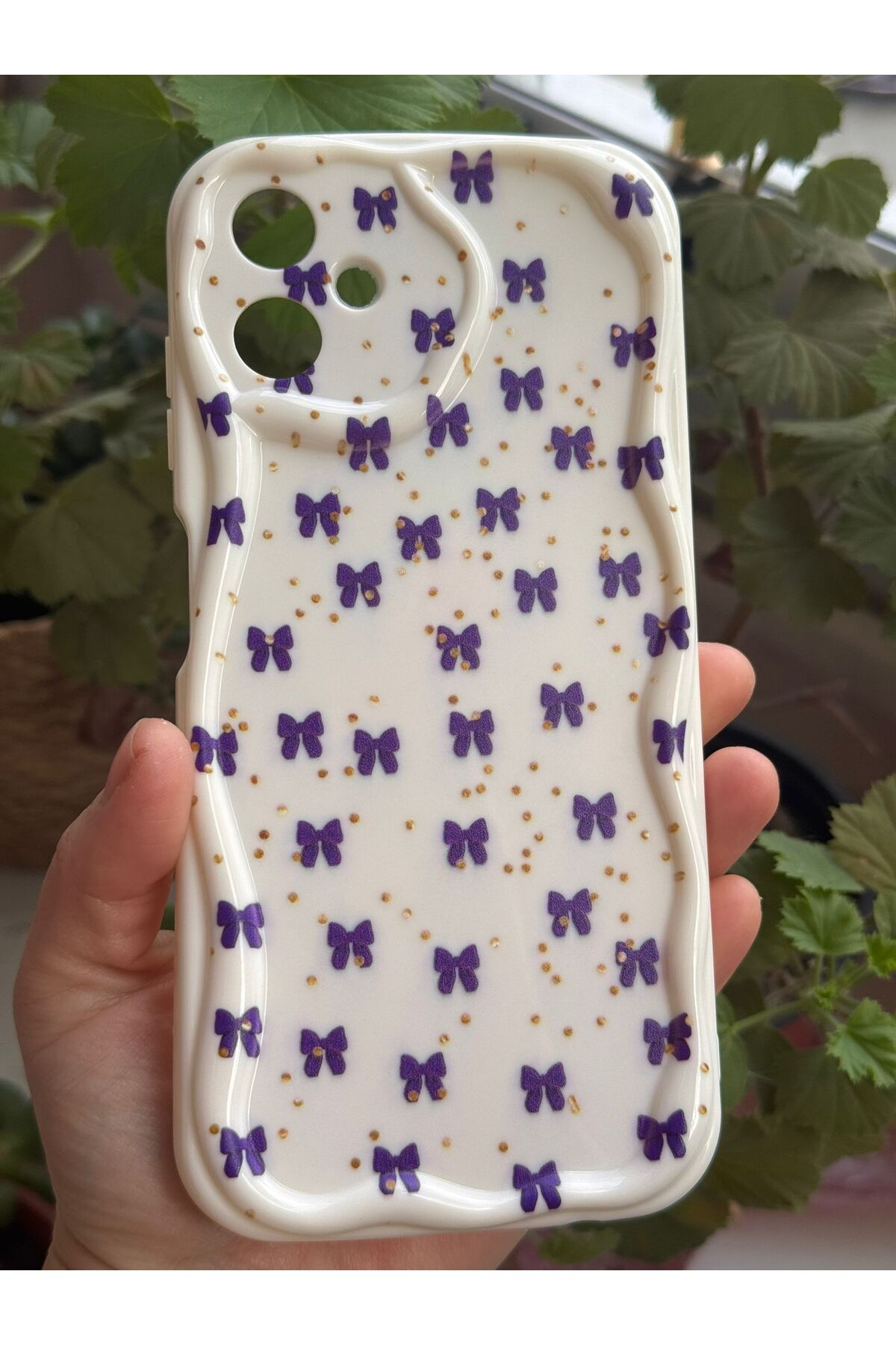 Samsung Galaxy A06 Compatible Purple Bow Pattern Soft Silicone Case