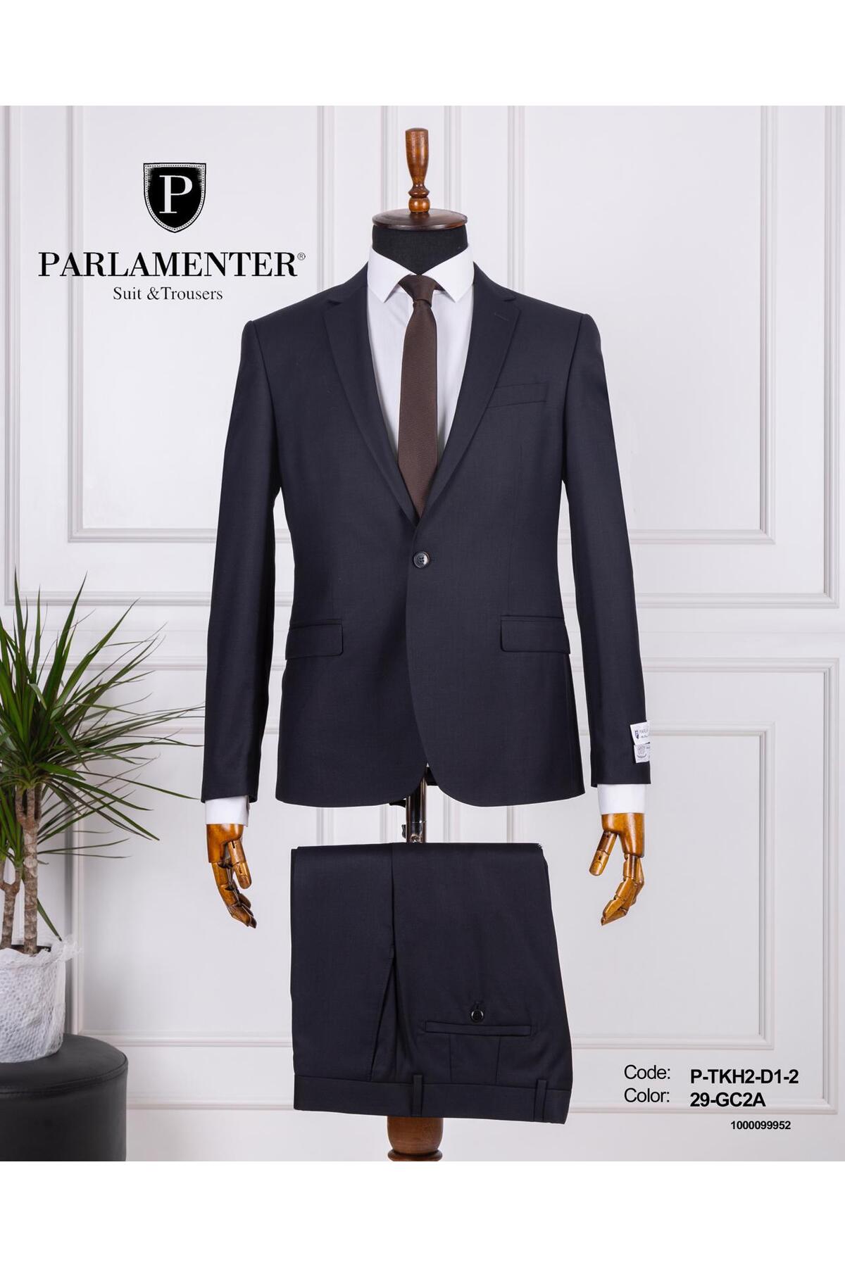 PARLAMENTER Erkek Dar Kesim Takım Elbise, Modern Kesim, Şık ve Rahat görsel 3