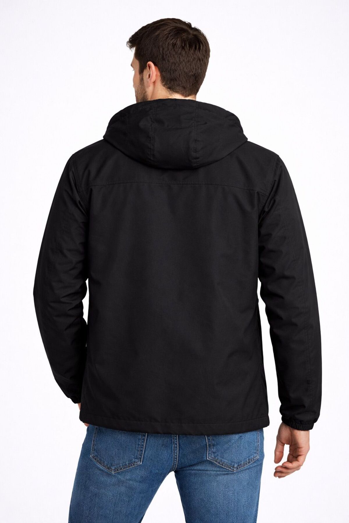 BAROS  Erkek İçi Astarlı Cırt Ve fermuar kapama Suya Dayanıklı Kapüşonlu çift cep Yağmurluk % Rüzgarlık - Görsel 3
