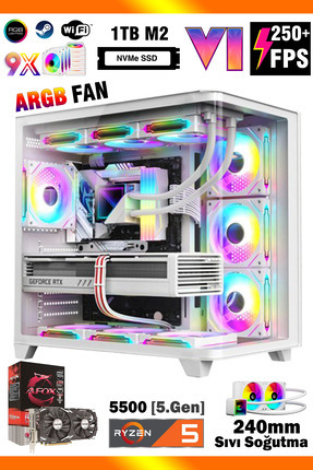 Zeiron Camazots P80 Ryzen 5 5500 32GB 1TB M.2 SSD 8GB RX580 240mm Sıvı Soğutm...