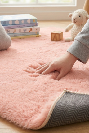 dekozer Yüksek Kalite Ekstra Yumuşak Kaymaz Özel Tabanlı Tavşan Peluş Halı