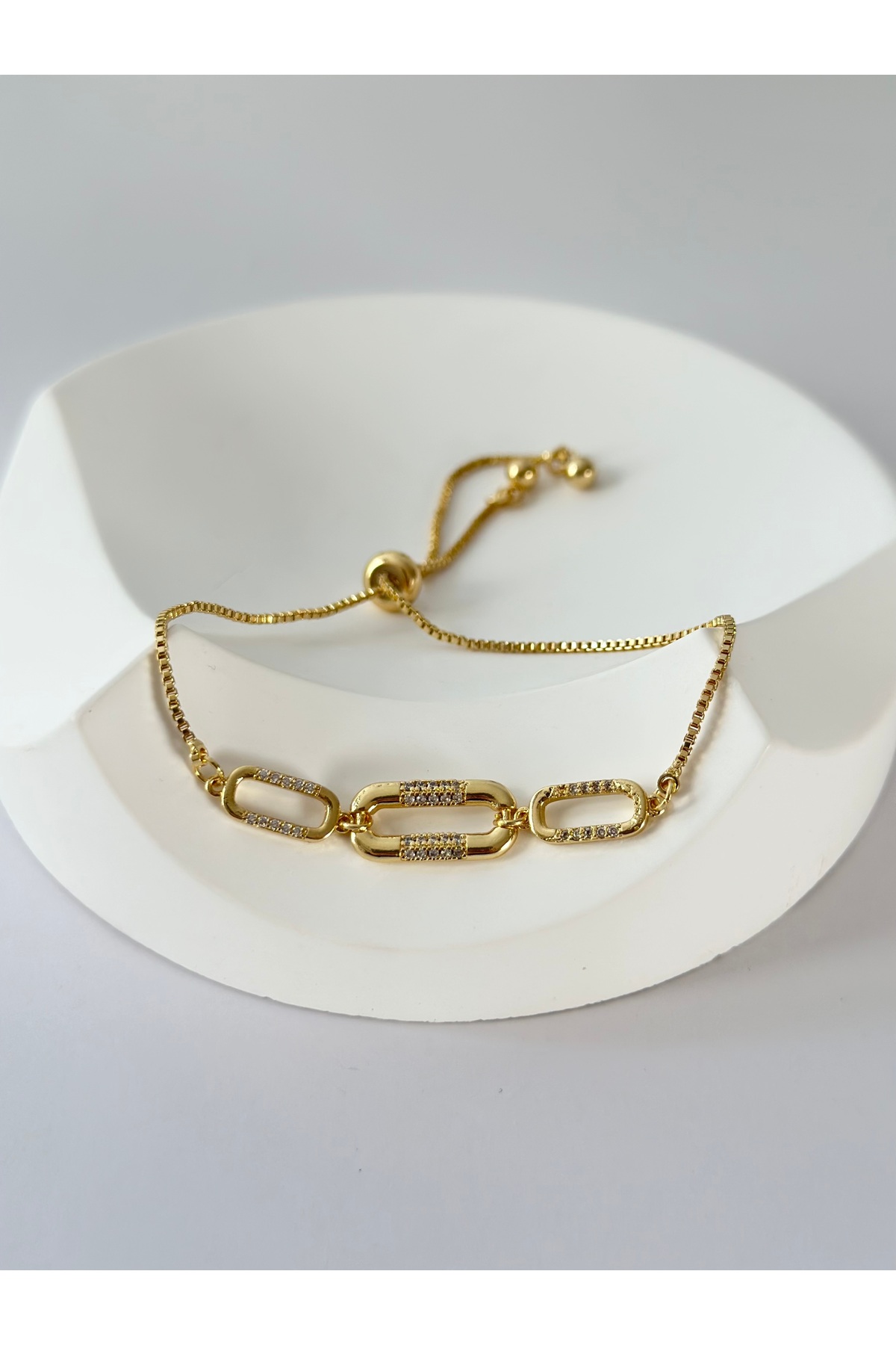 VIP Steel Chain Bracelet with Elevator Minimally Adjustable with Zircon Stone
