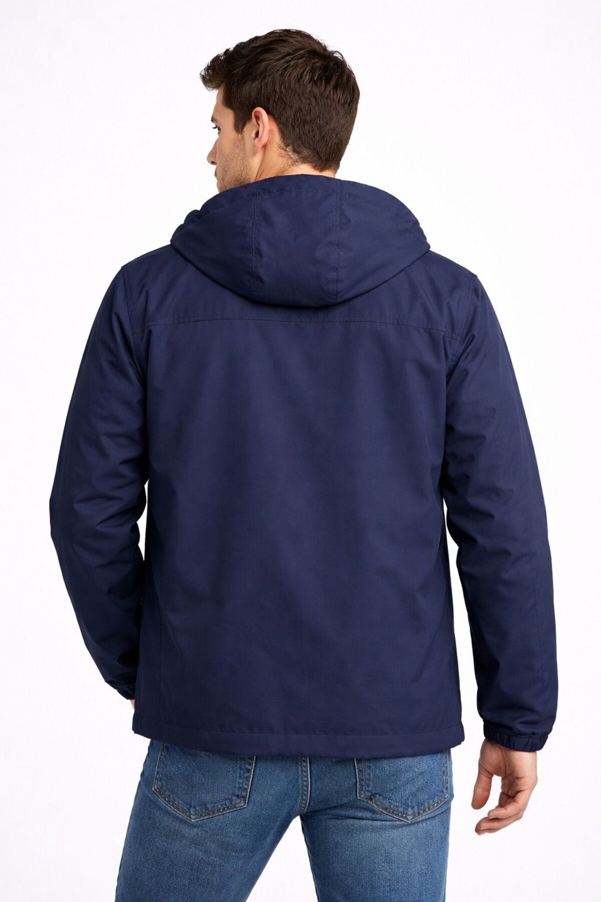 BAROS  Erkek İçi Astarlı Cırt Ve fermuar kapama Suya Dayanıklı Kapüşonlu çift cep Yağmurluk % Rüzgarlık - Görsel 3