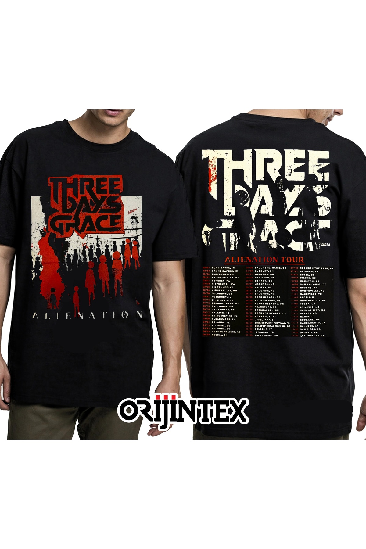 orijintex Three Days Grace Alienation Tour Concert 2026 Ön Arka