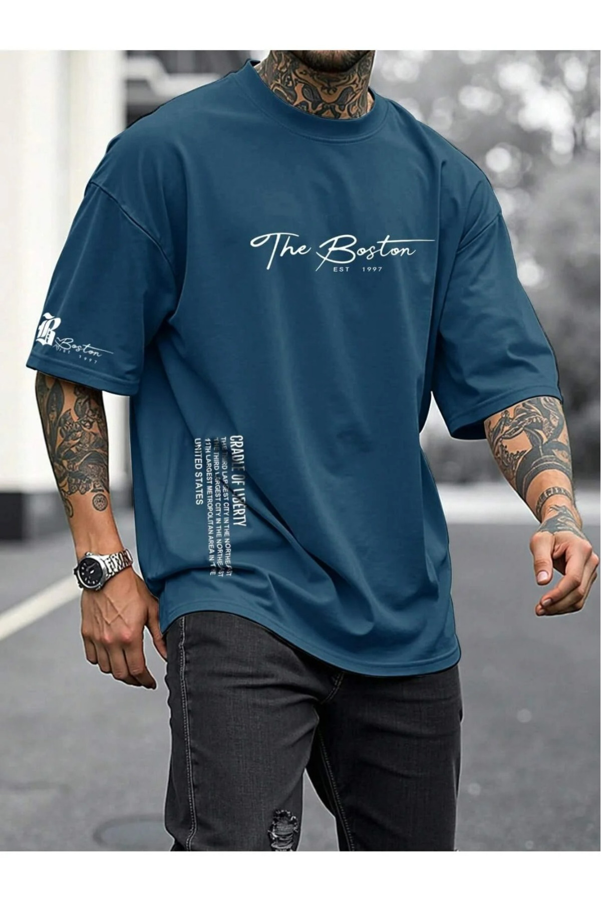 ZAVIXO -ERKEK Oversize t-shirt, Günlük Şıklık & Konfor THE BOSTON