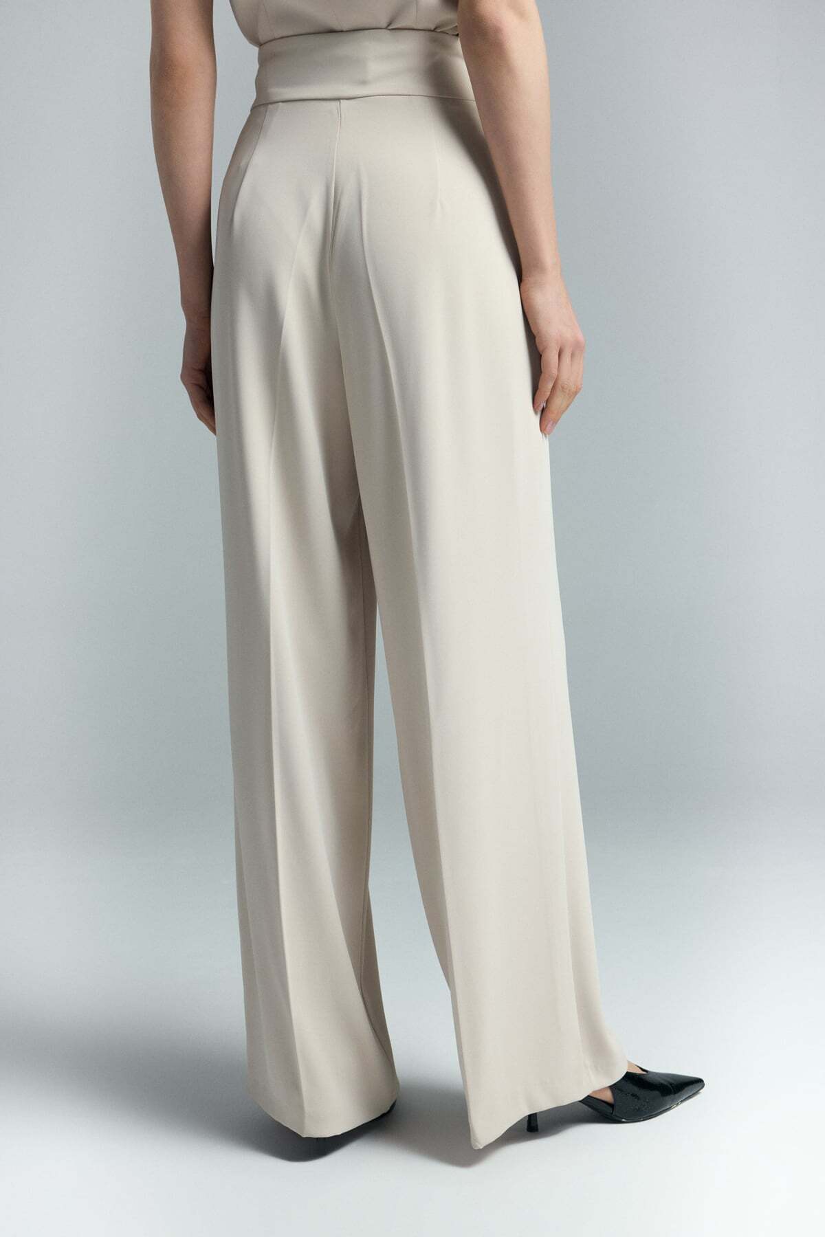 Sateen  Talia Düğme Detaylı Pantolon - Bej - Görsel 6