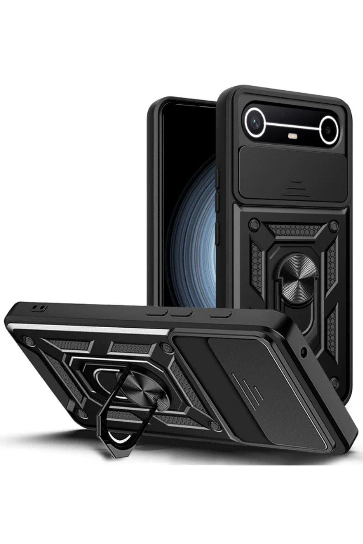 Tecno Spark Slim 5G Compatible Case Camera Shock Absorbing Armor Protective Cover with Sliding Ring