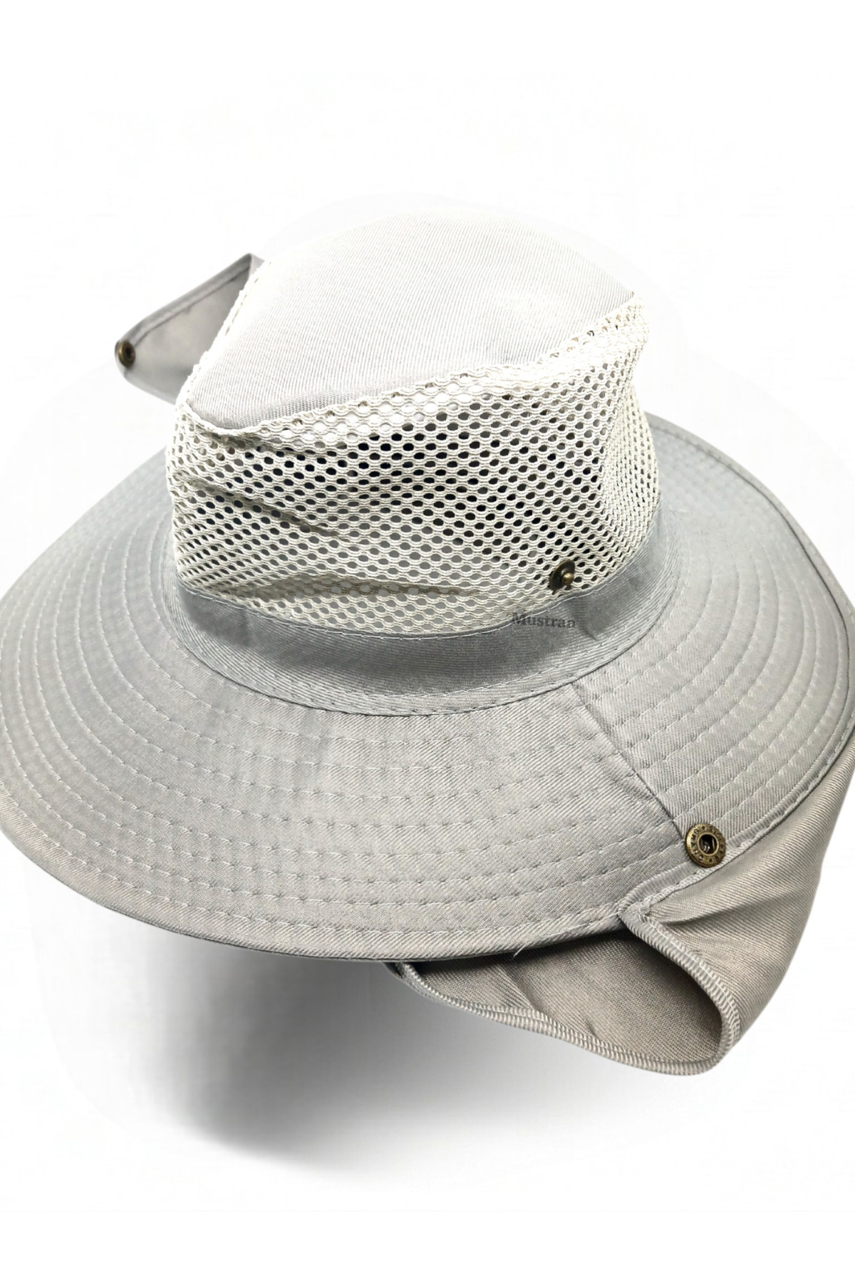 Mustran  Yazlık Güneş Şapkası UV Korumalı Fileli Safari Outdoor Balıkçı Şapkası Ense Korumalı Unisex – Gri - Görsel 3