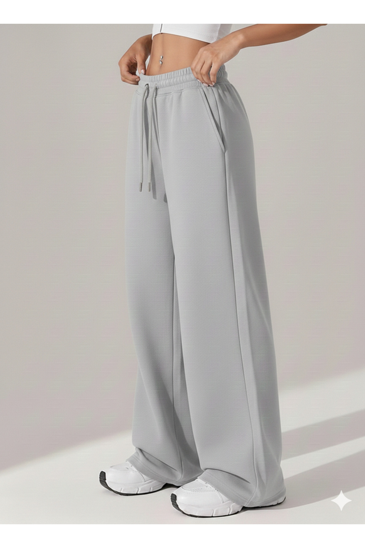 yx yustex sport 2’li Paket Kadın Mevsimlik Oversize Eşofman Altı Seti - Siyah & Gri Renk Seçeneği - Rahat Kalıp görsel 6