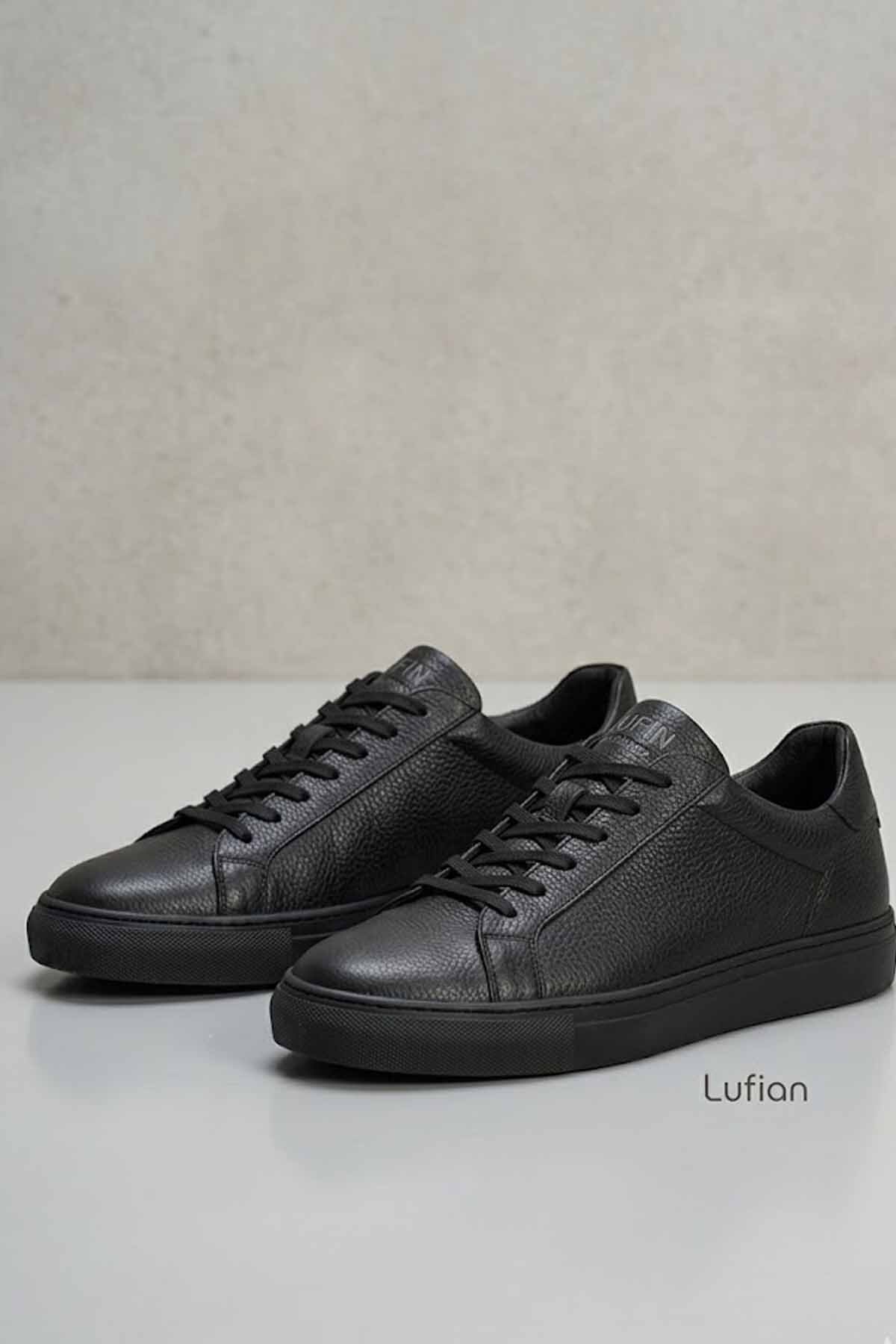 Lufian Erkek Siyah Hakiki Deri Sneaker, Zamansız Şıklık ve Premium Konfor görsel 5