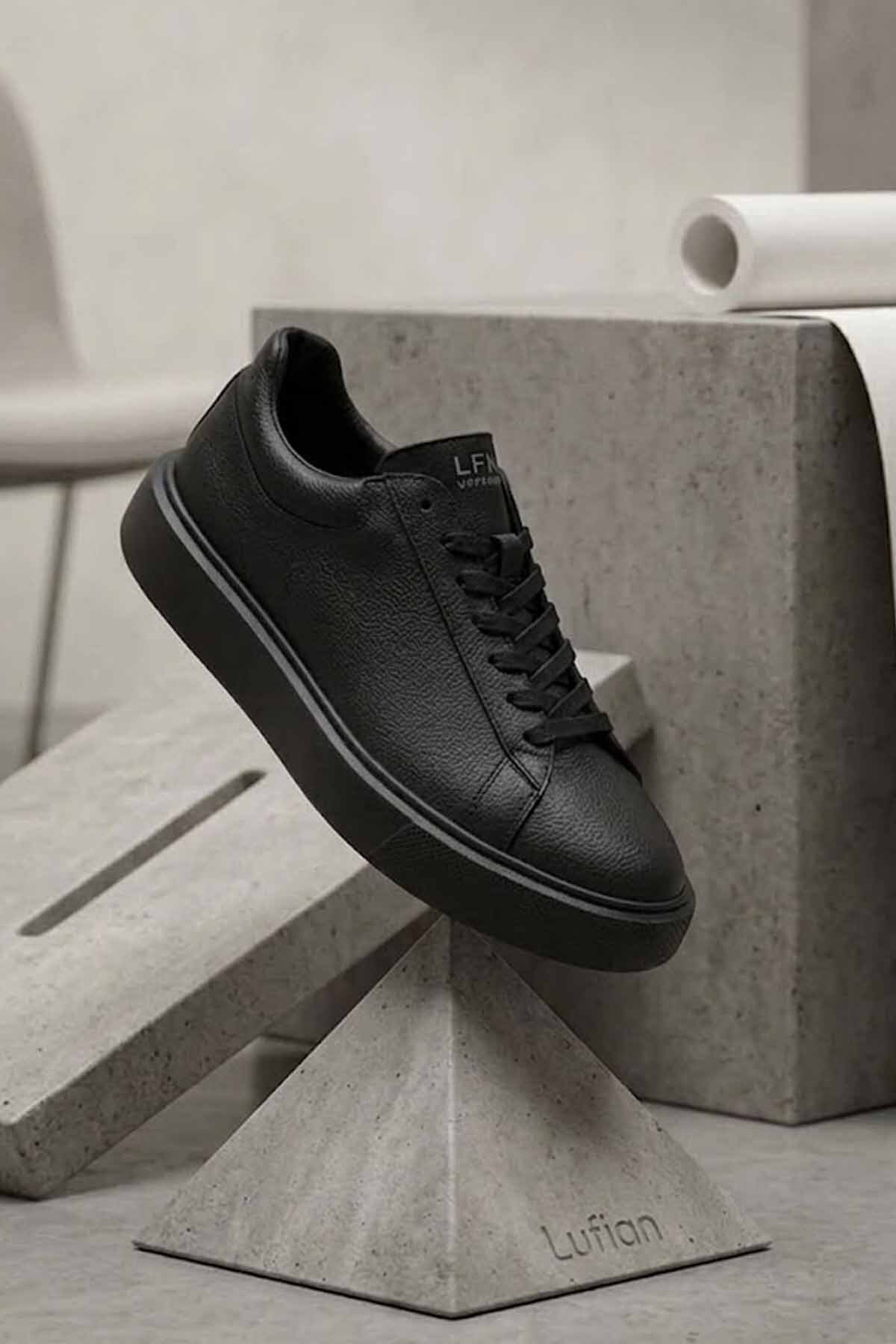 Lufian Erkek Siyah Hakiki Deri Sneaker, Zamansız Şıklık ve Premium Konfor görsel 7