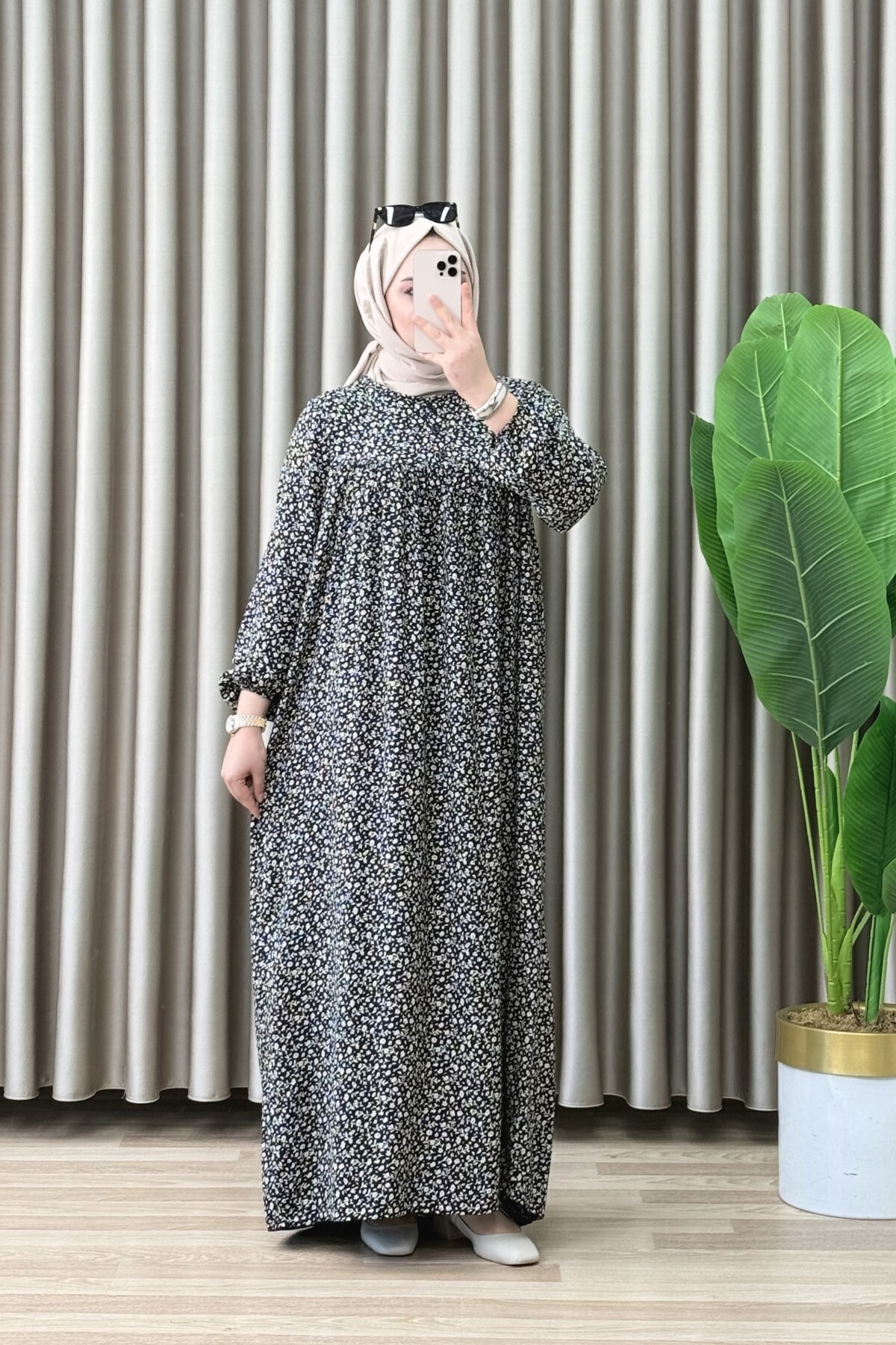 【VISSLA】 3mm 168-173cm / 61-68kg mercan moda Lale Elbise Viskon Kumaş Kadın Siyah Bol Kesim Kol