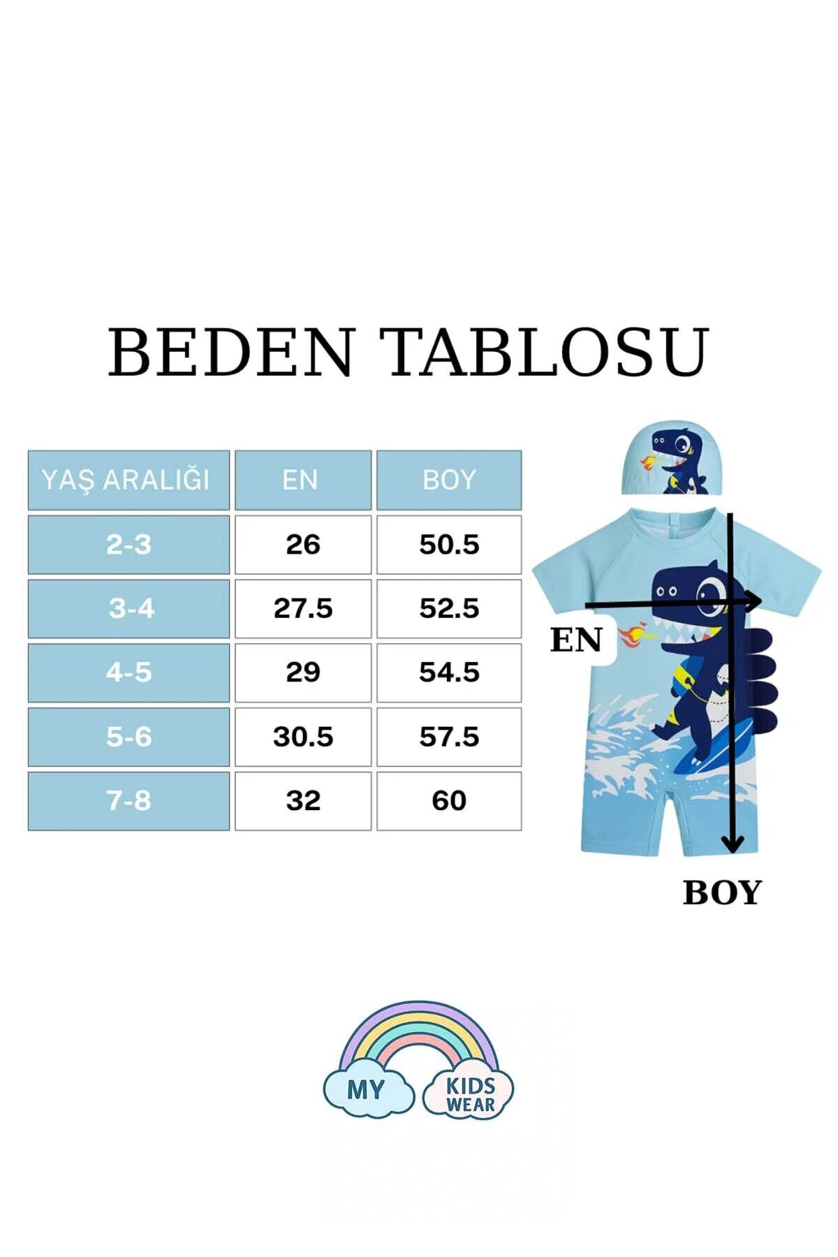 My Kids Wear Çocuk Desenli Mayo Takımı - UV Korumalı Bone ve Güneş Gözlüğü Hediyeli 2'li Set 12681 fotoğrafı 3 (önizleme)