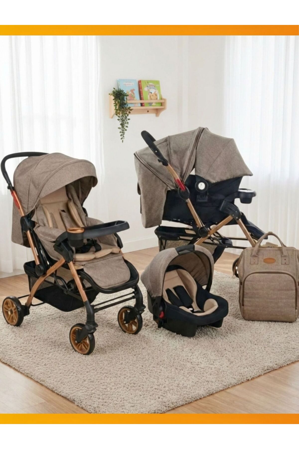 modabebekler Bebek Arabası Seti Puset Ana Kucağı Çantalı Ergonomik