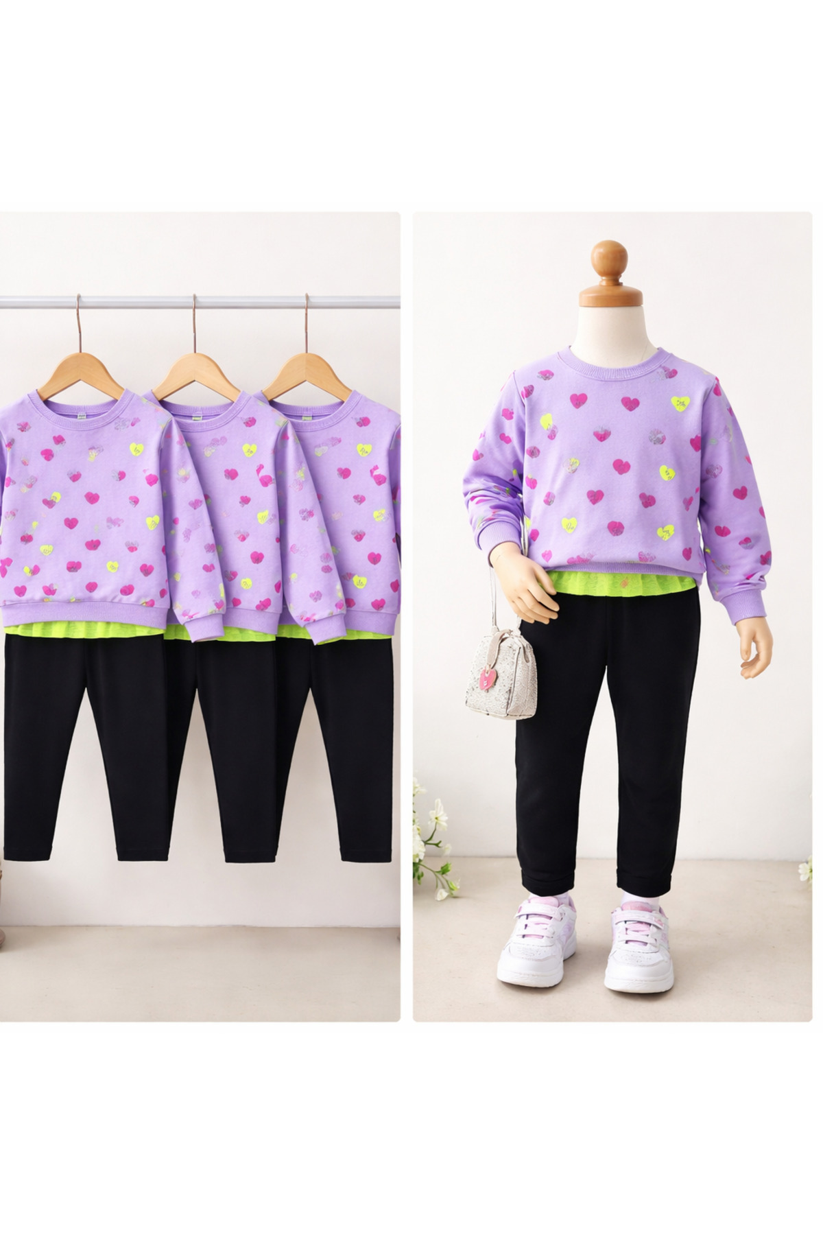 vinezza Kız Çocuk Sweatshirt Eteği Tüllü İkili Takım fotoğrafı 3 (önizleme)