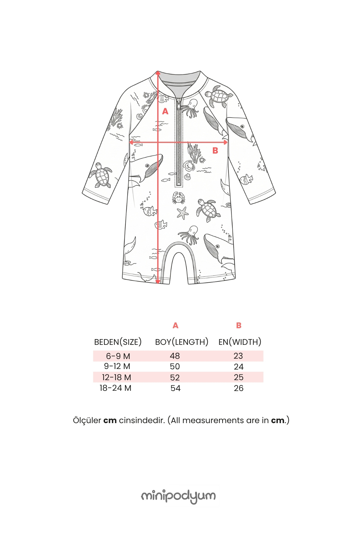 Minipodyum Erkek Bebek Yüzücü Mayosu Uzun Kollu Deniz Temalı fotoğrafı 4 (önizleme)