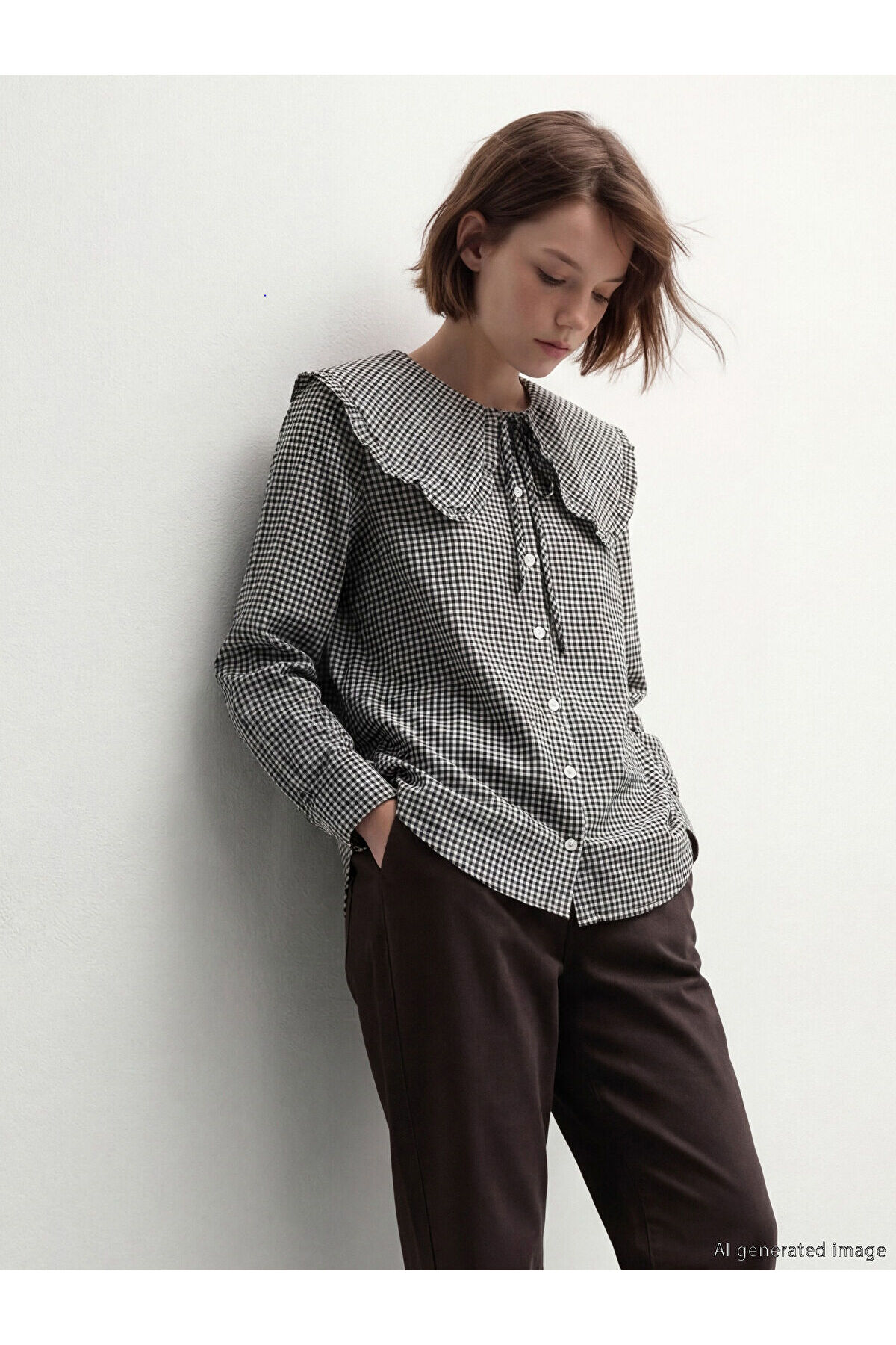 LC Waikiki Freezen Store'dan I Bebe Roba Yaka Kareli İşlemeli Kadın Gömlek fotoğrafı 2 (önizleme)