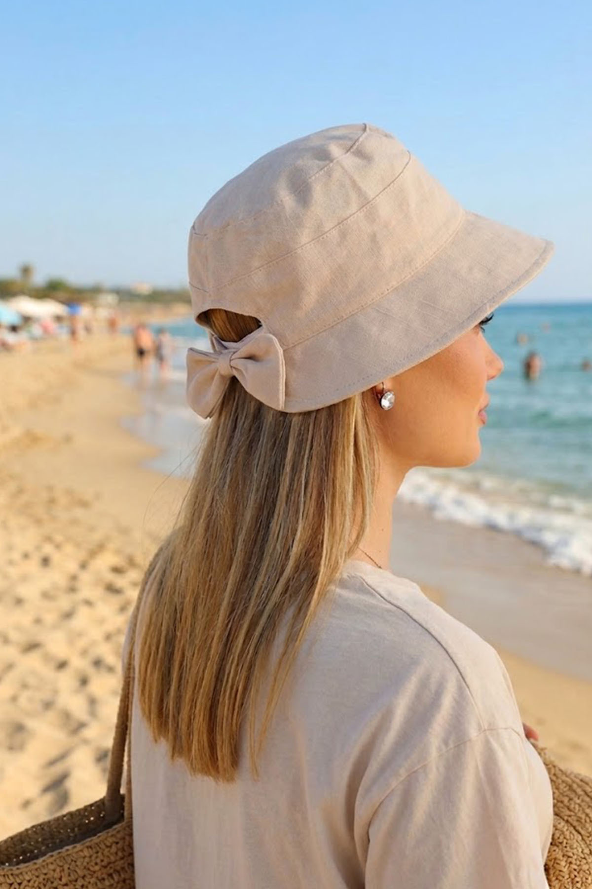 Ritagarcia Kadın Fiyonk Detaylı Kova Şapka - Arkası Ayarlanabilir Cırt Cırtlı Bucket Hat görsel 3