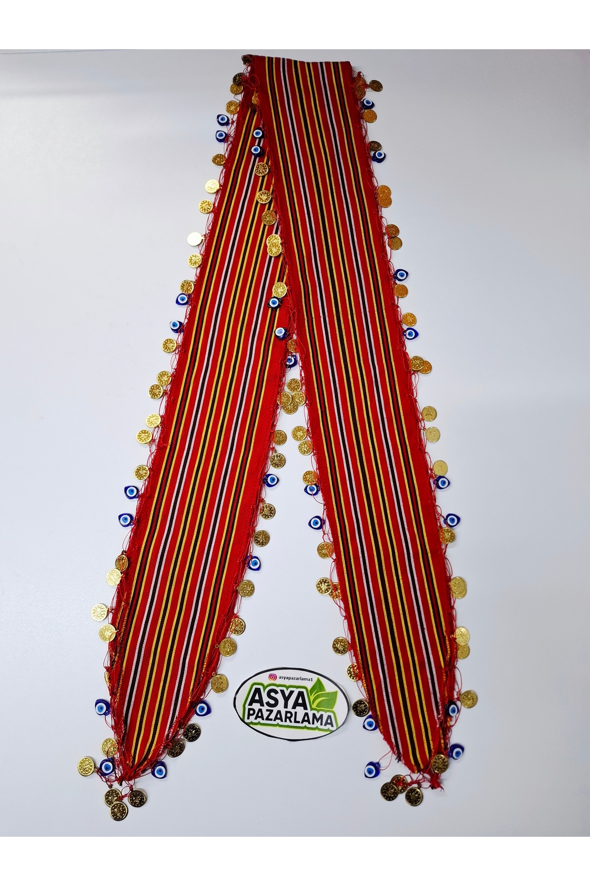 ASYA PAZARLAMA Karadeniz Bandana, Dolu Nazar Boncuklu Ve Liralı Keşan, Fular, Şal, Saç Bandı, Bandana, Puşi görsel 6
