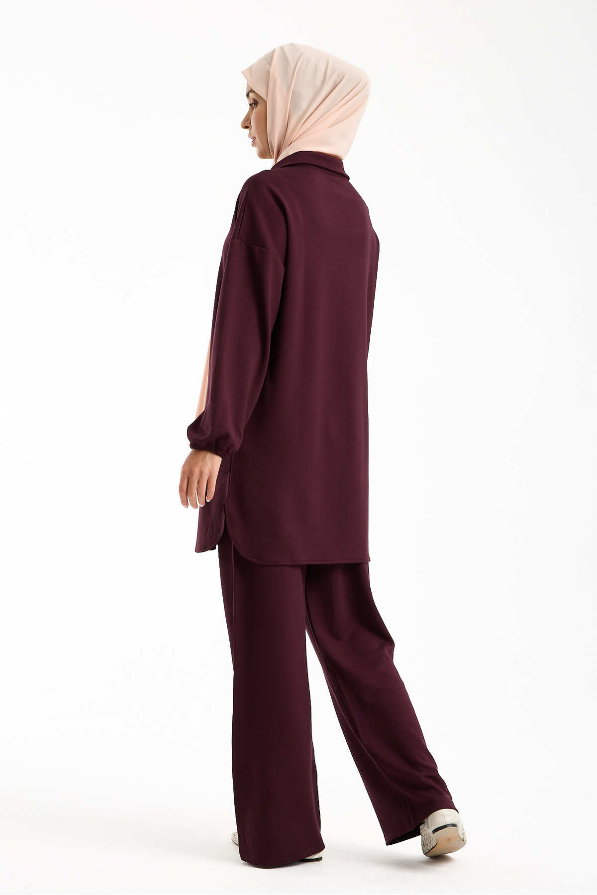 Kadın Premium Modal Kumaş İkili Takım – Rahat Kesim Tunik ve Pantolon - Bordo