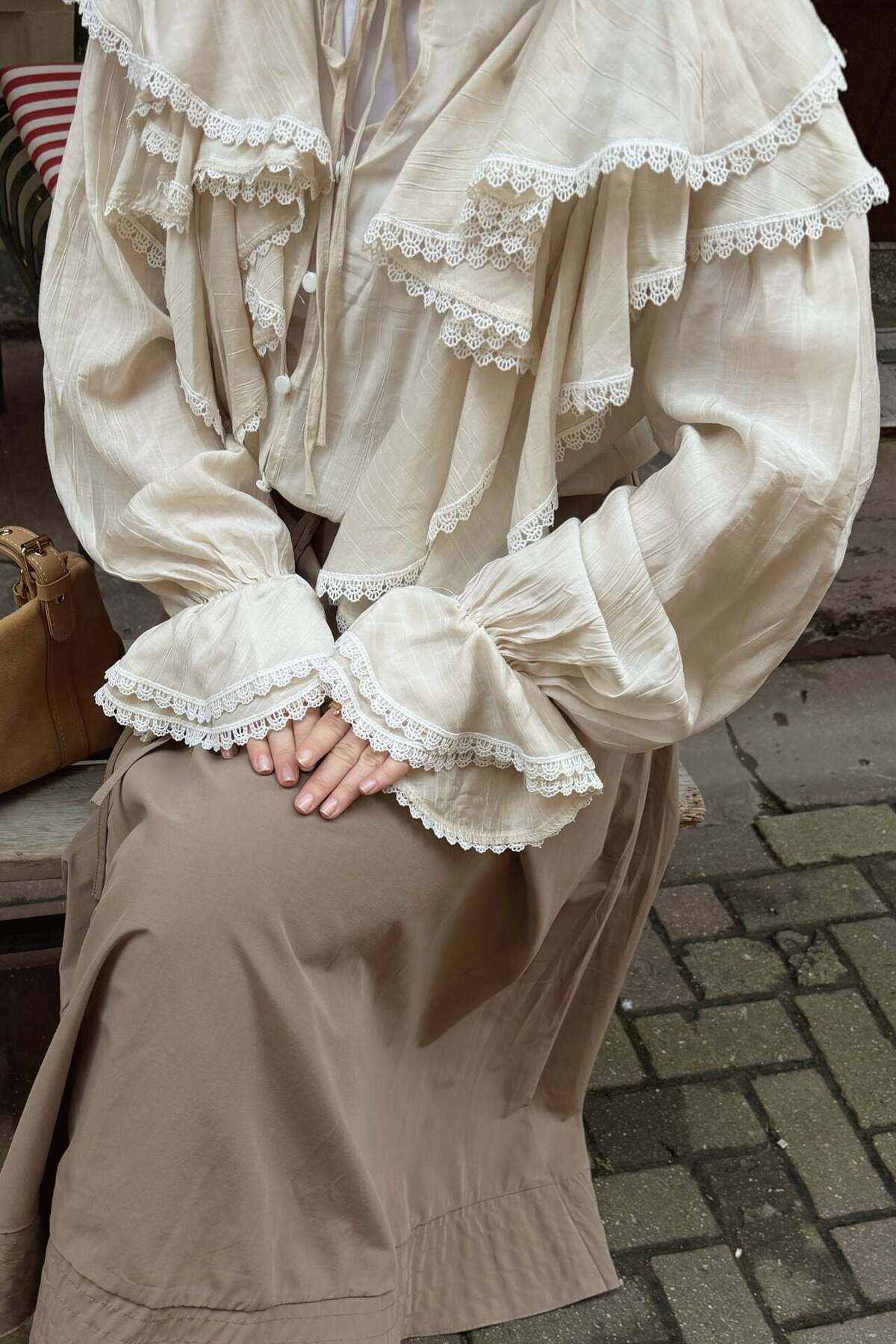 Faya Boutique  Krem fistolu lunella gömlek - Görsel 2