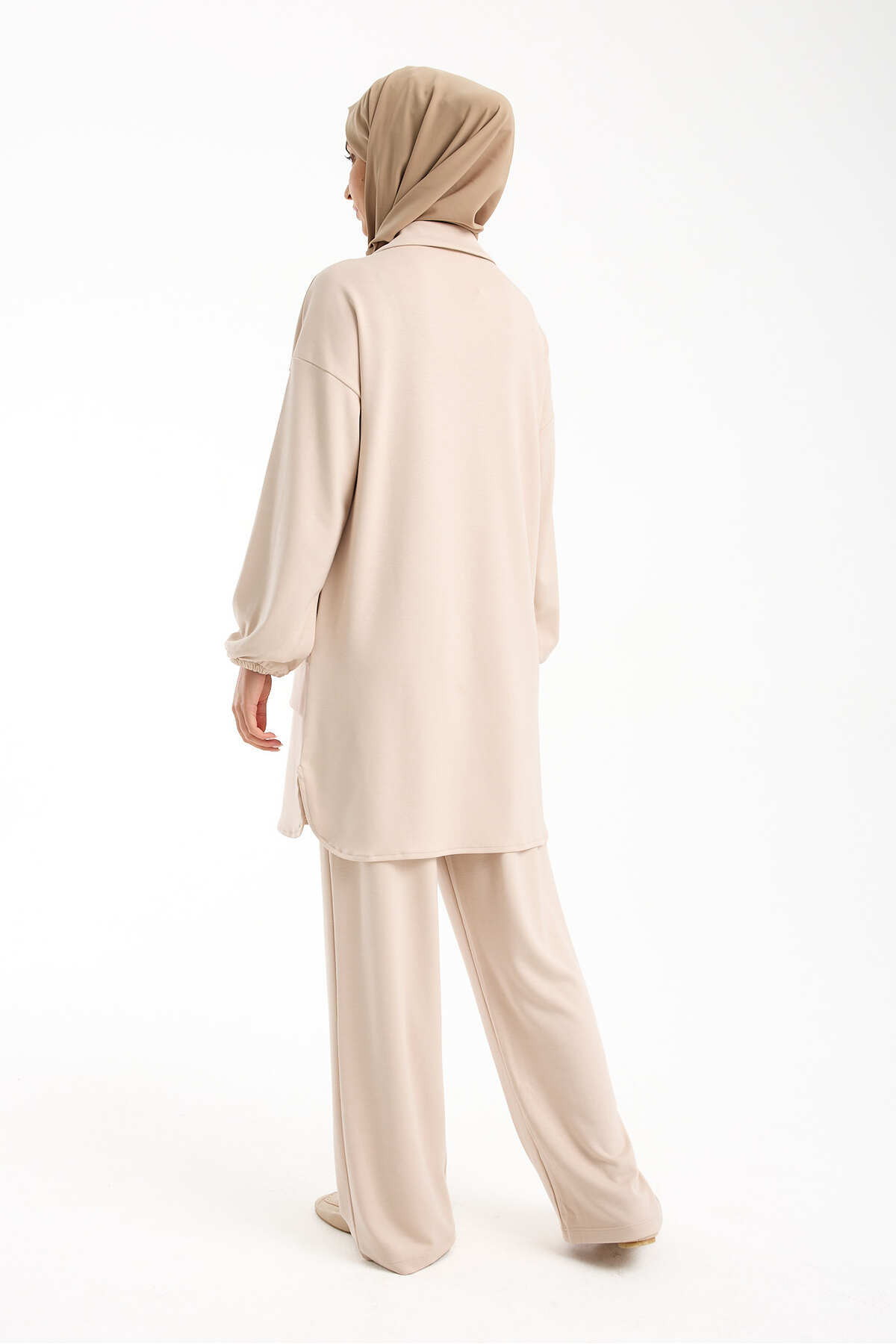 Kadın Premium Modal Kumaş İkili Takım – Rahat Kesim Tunik ve Pantolon - Bej