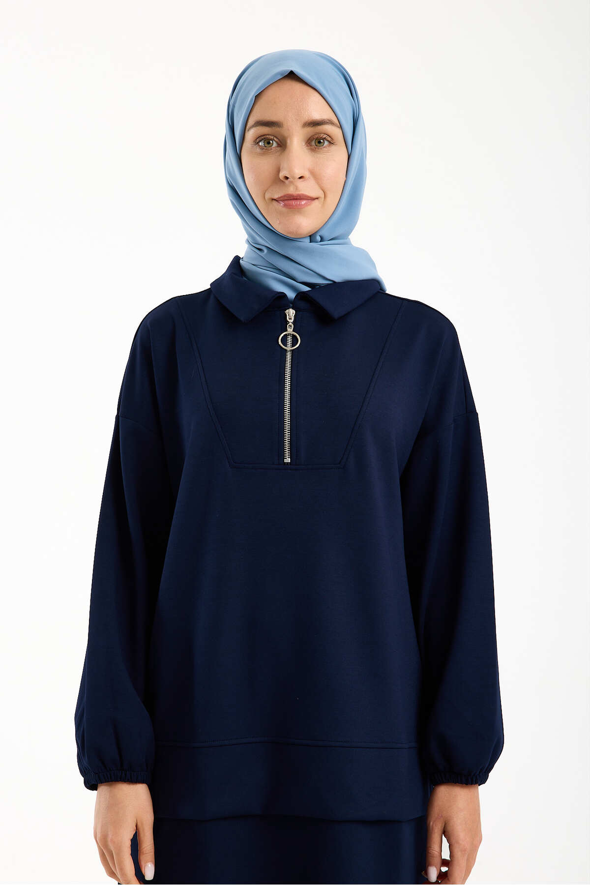 Kadın Premium Modal Kumaş İkili Takım – Rahat Kesim Tunik ve Pantolon - Lacivert