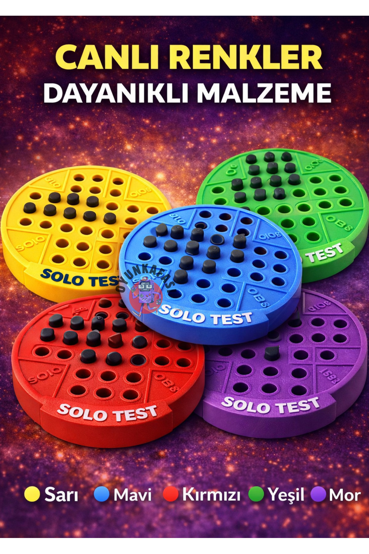 OYUNKAFASI 2 Adet Renkli Solo Test Zeka Oyunu / Plastik Peg Puzzle