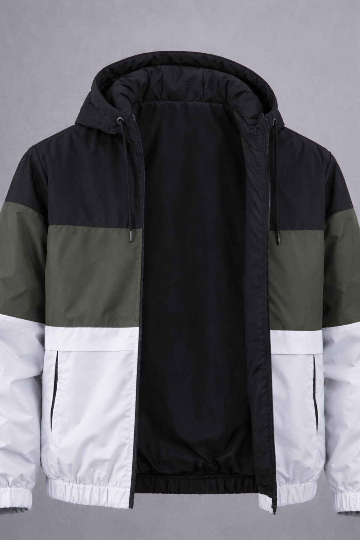 DAMGA JEANS  Erkek Trend Desenli Haki Fermuarlı Yağmurluk - Görsel 4