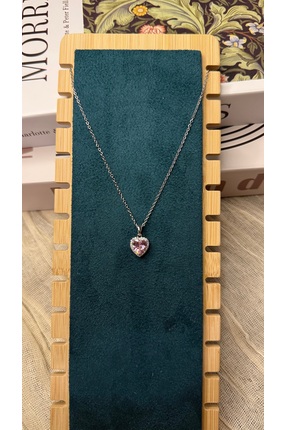 Tasarım ÇELİK SILVER PEMBE TAŞLI KOLYE