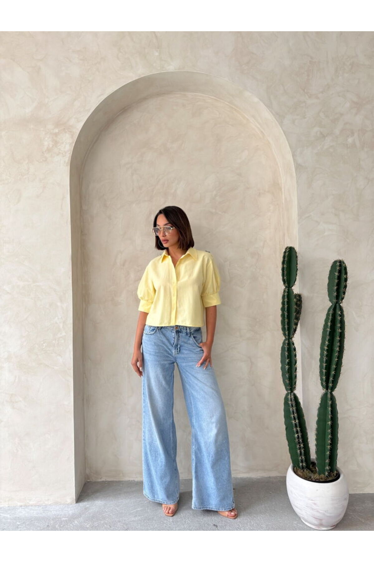 VERYMODA  Arkası Kelebek Detaylı Gömlek Sarı | D2787 - Görsel 4