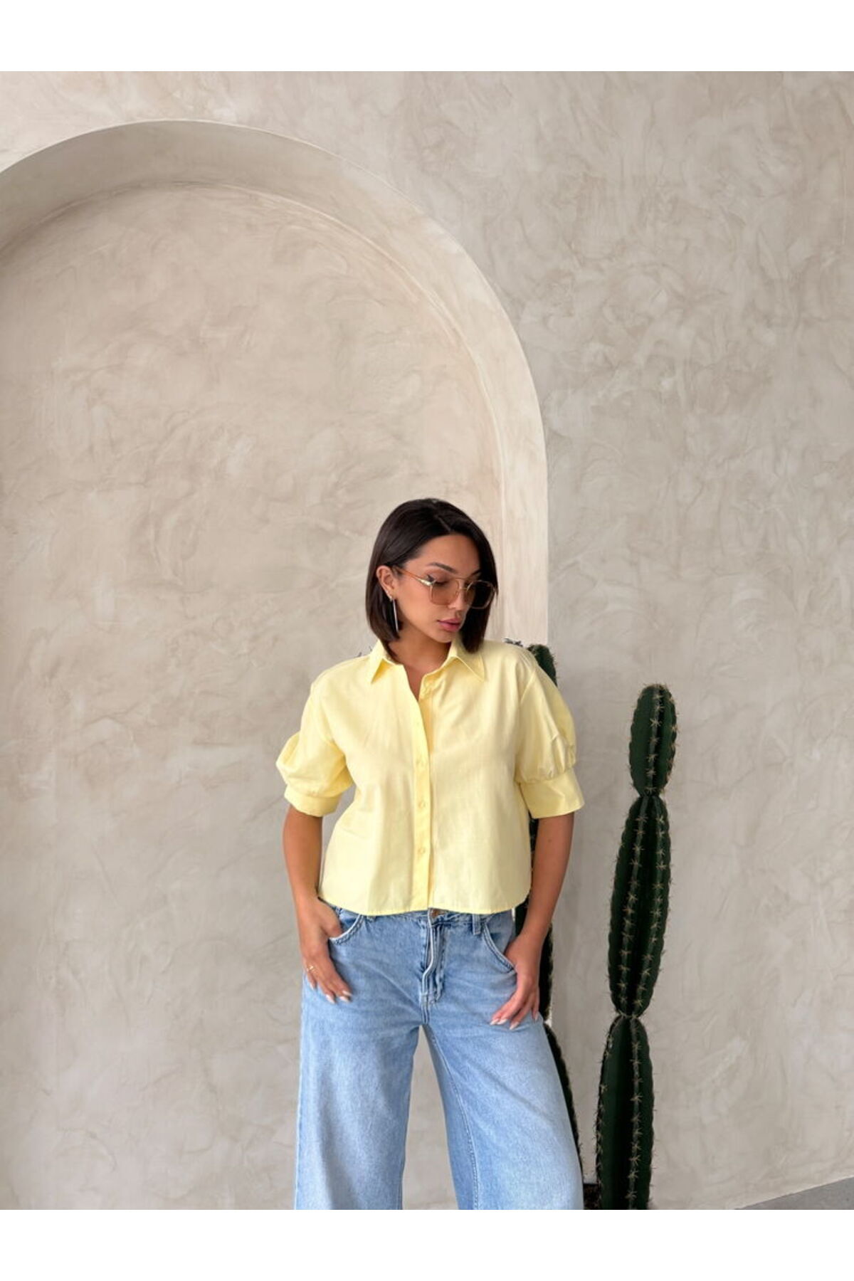VERYMODA  Arkası Kelebek Detaylı Gömlek Sarı | D2787 - Görsel 2