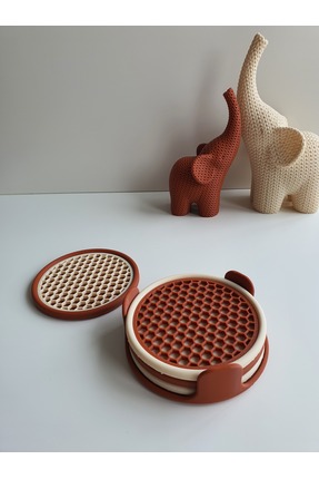 SNN3D Petek Desenli 4’lü Bardak Altlığı Seti (3D Baskı) – Renk Varyantlı