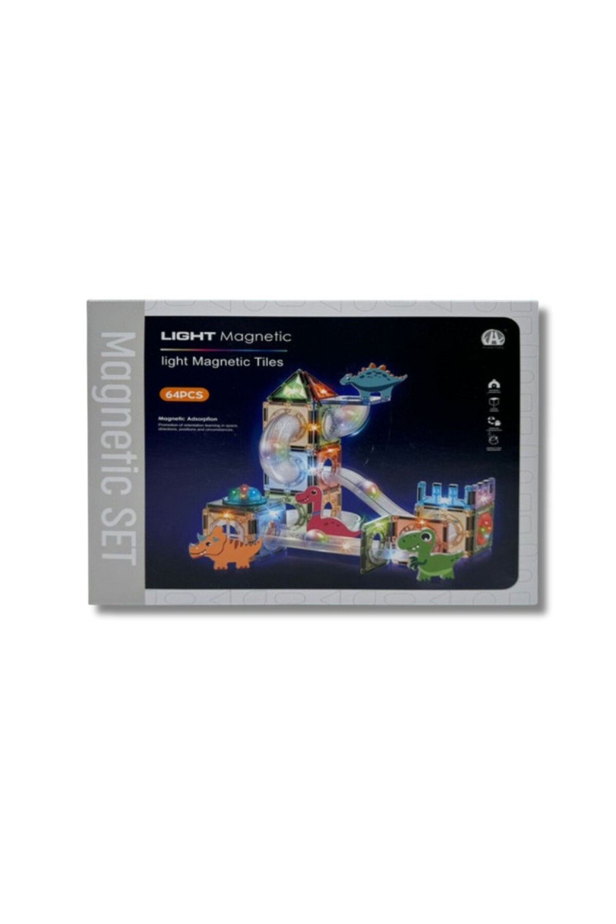 TOYFEST Magnetic Işıklı Manyetik Blok 64 Parça Dinozor Temalı Yapı Oyuncak Seti 3+ Eğitici Zeka Oyunu fotoğrafı 3 (önizleme)