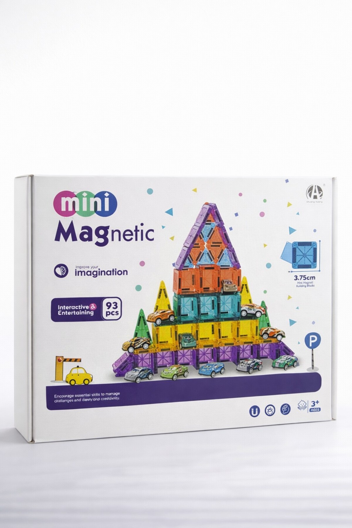 TOYFEST Magnetic Mini 93 Parça Manyetik Yapı Blokları 12 Arabalı Eğitici Oyun Seti - Kare Parça 3.75 CM fotoğrafı 2 (önizleme)