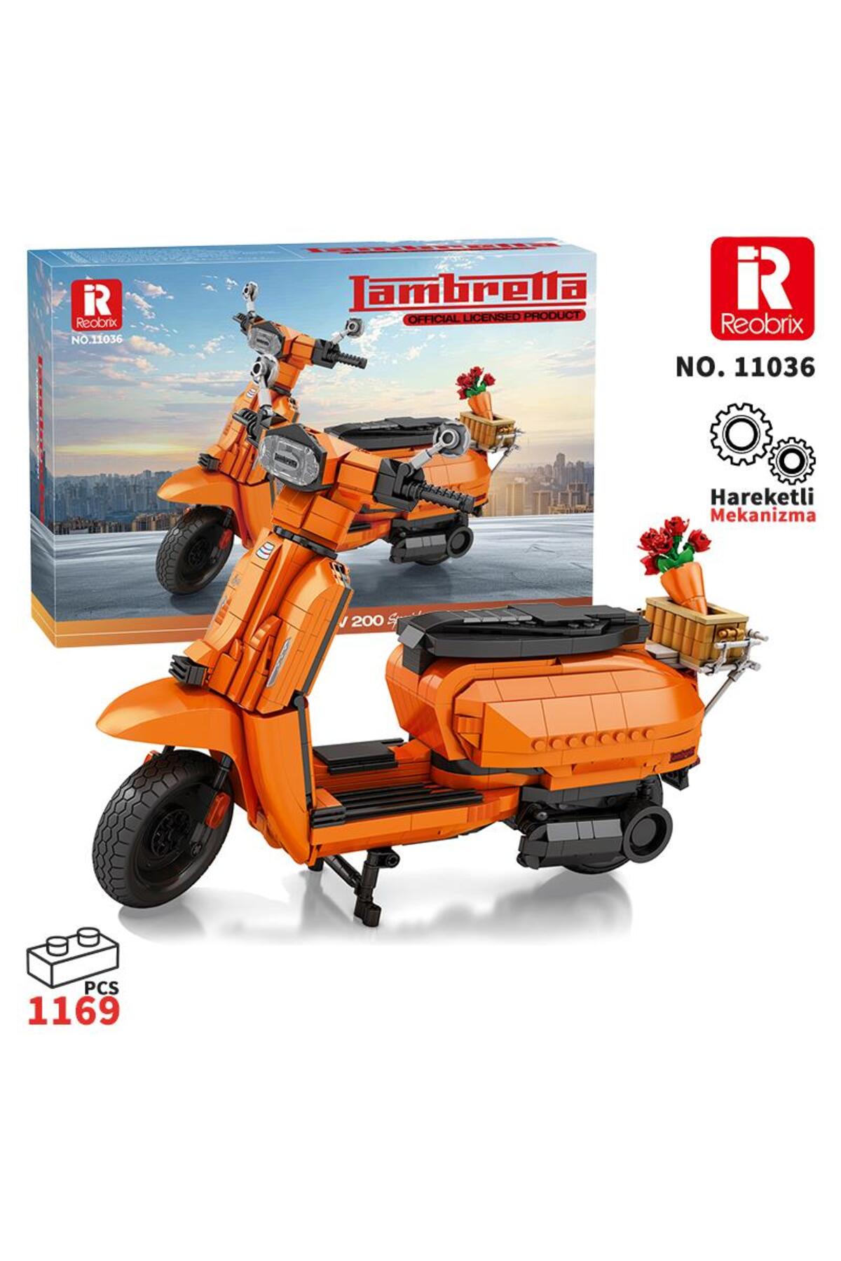 REOBRIX Creator 11036 Retro Scooter Lambretta V200 Special Turuncu