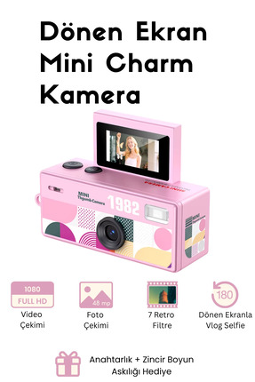 RoseandRoses Mini Charm Kamera Dönen Ekran Flaşlı Selfie Video Vlog Kamerası ...