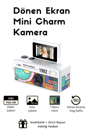 RoseandRoses Mini Charm Kamera Dönen Ekran Flaşlı Selfie Video Vlog Kamerası ...