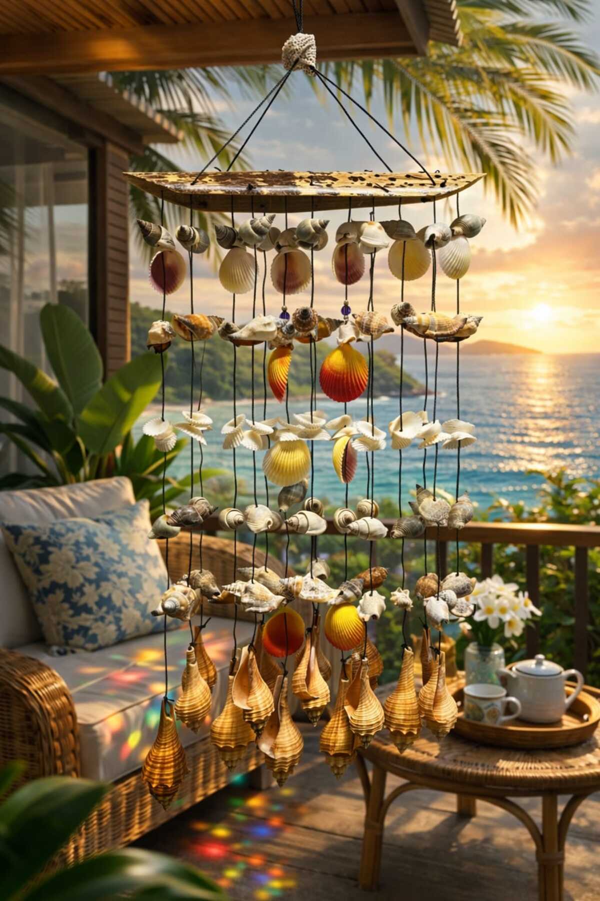 Seashell Wind Bell & Balcony Garden Ceiling Ornament & Natural Seashell