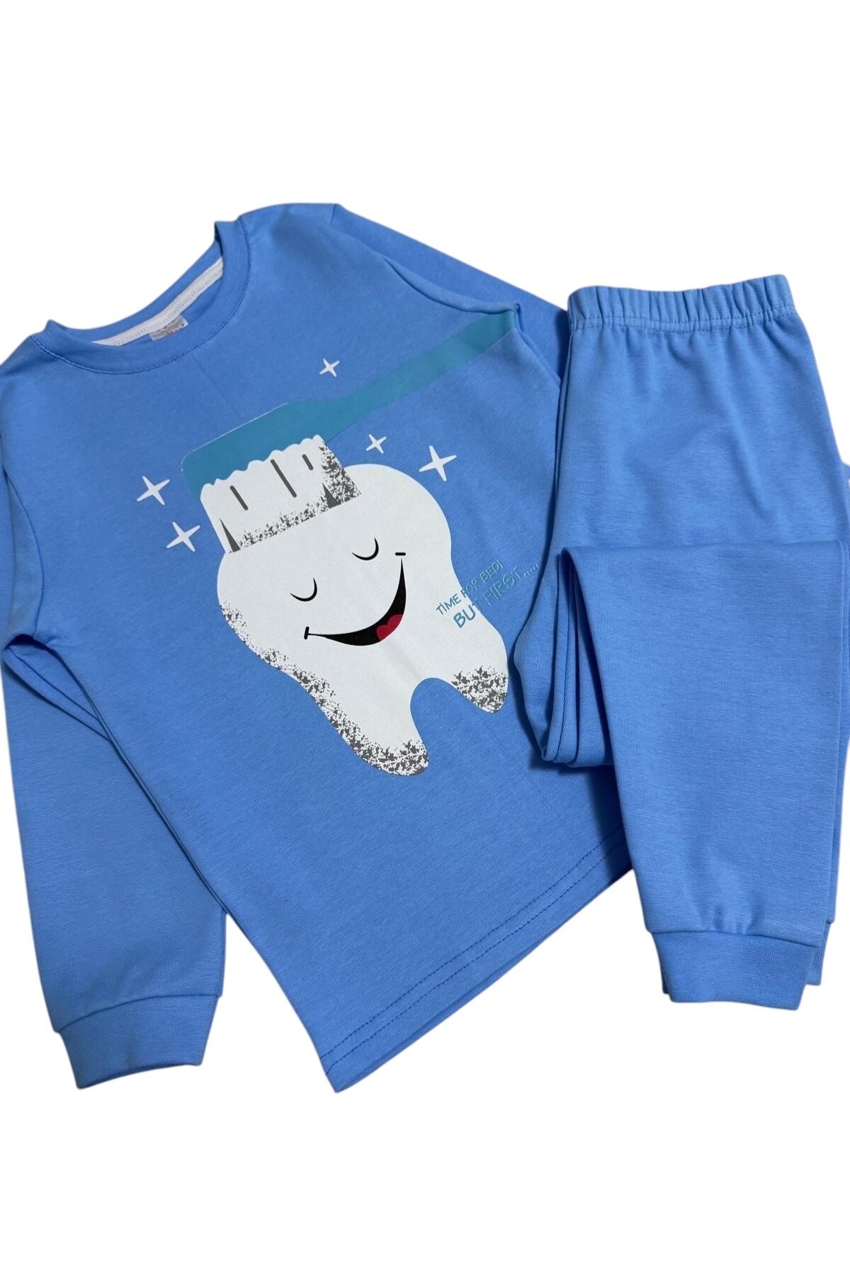 Fil Kids Erkek Çocuk %100 Pamuklu Mavi Renk Diş Ve Fırçası Desenli Uzun Kollu Kışlık İnterlok Pijama Takımı fotoğrafı 3 (önizleme)