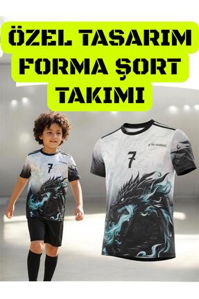 Gök Sports GK MARKAJ Kısa Kollu Dragon Desenli Spor Forma Çocuk Futbol Formas...