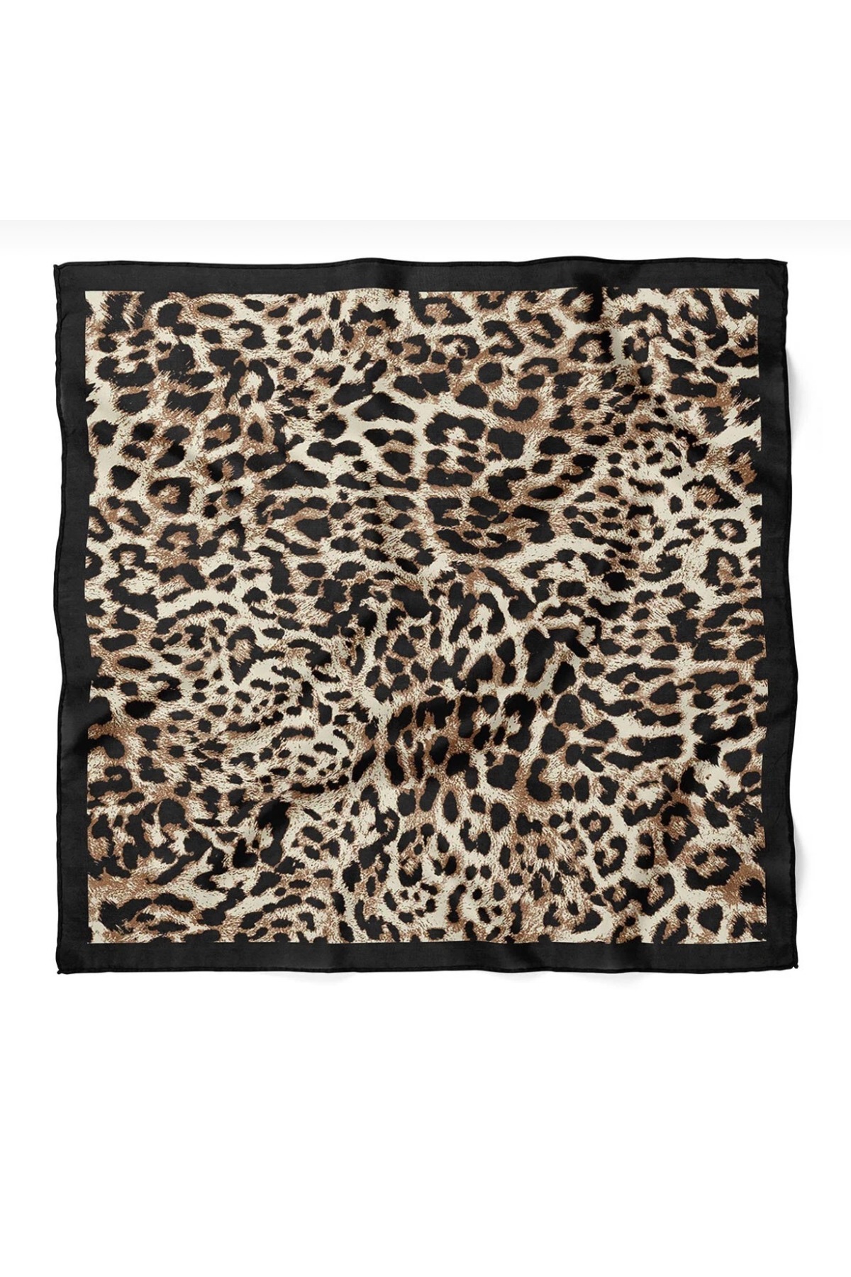 MOORİ Leopar Desenli Saten Fular 70x70 cm, İpeksi Yumuşak Şık Kadın Şal & Bandana görsel 2