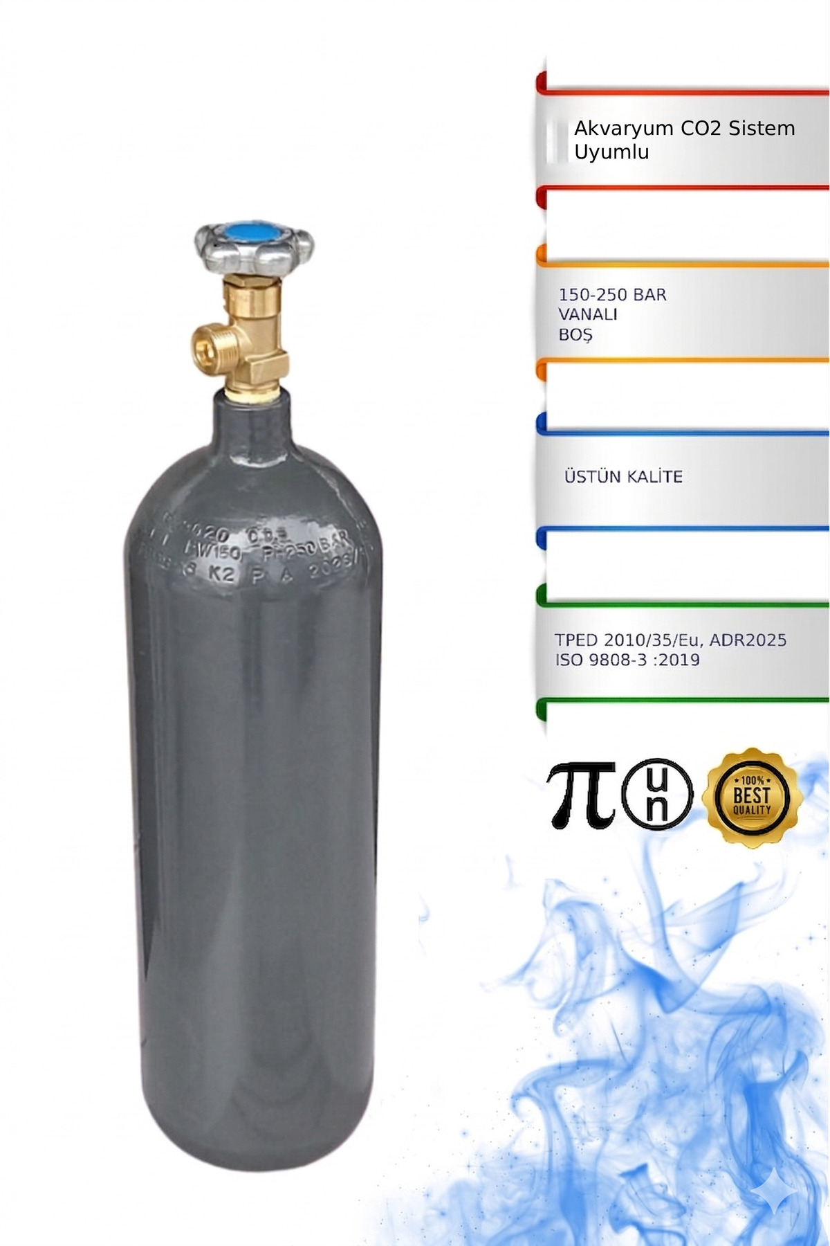 TUNÇ ONLİNE Taşınabilir 5 Litre Boş Vanalı Çelik Tüp – Akvaryum