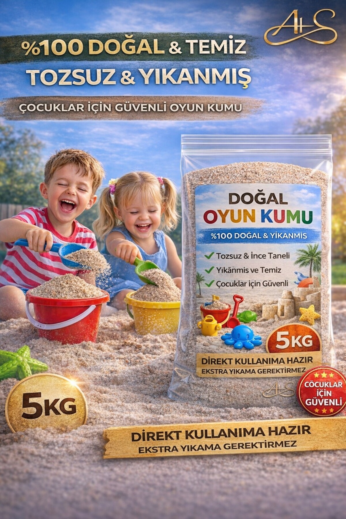 Natural Play Sand 5 KG Dust Free, Safe Direct Ready-to-Use Beach & Pool Sand for Washed Children