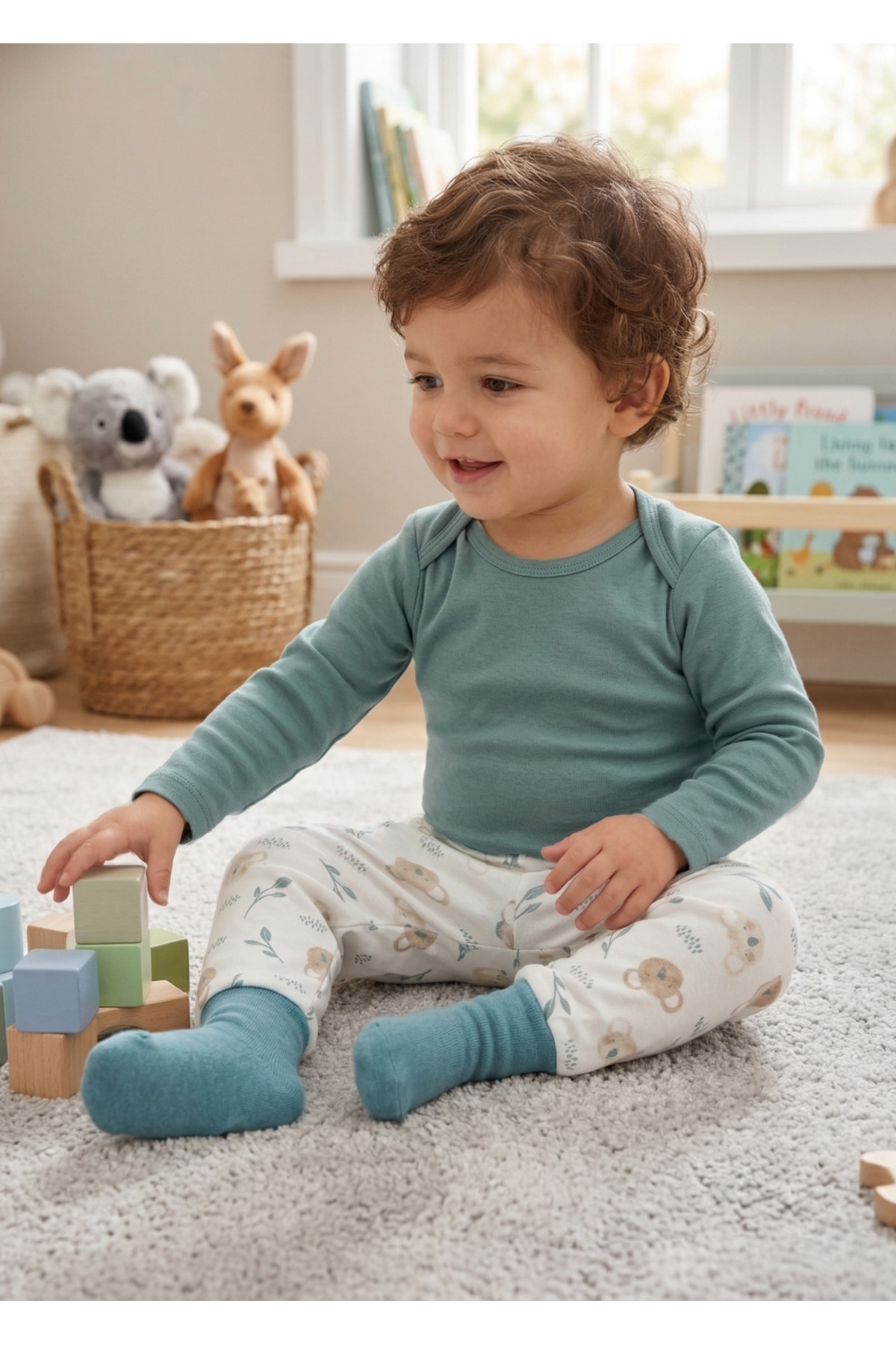 Mother Love %100 ORGANİK PAMUK 2'li Çoraplı Tek Alt 3-36 Ay fotoğrafı 3 (önizleme)