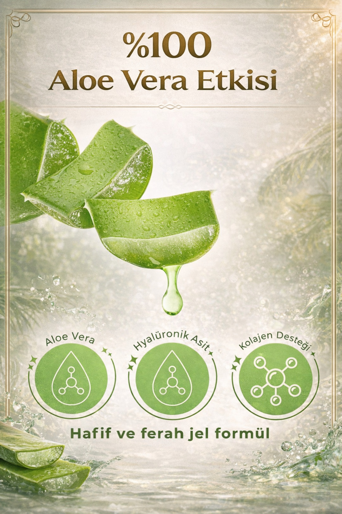 100% Organic Bluar Aloe Vera Jel 150 ml –Arındırıcı Cildi Yatıştırıcı, Nemlendirici & Onarıcı Formül — aloevera jel — تصویر 3 از 5
