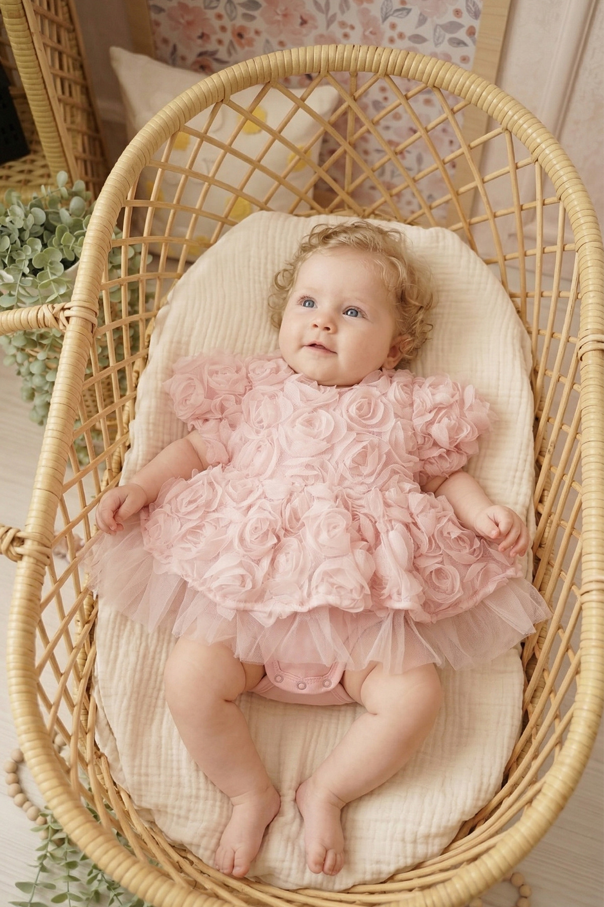 ALYRA Kız Bebek 3D Çiçekli Tüllü Prenses Elbise Doğum Günü Özel Gün Elbisesi Fotoğrak Çekimi Elbisesi fotoğrafı 2 (önizleme)