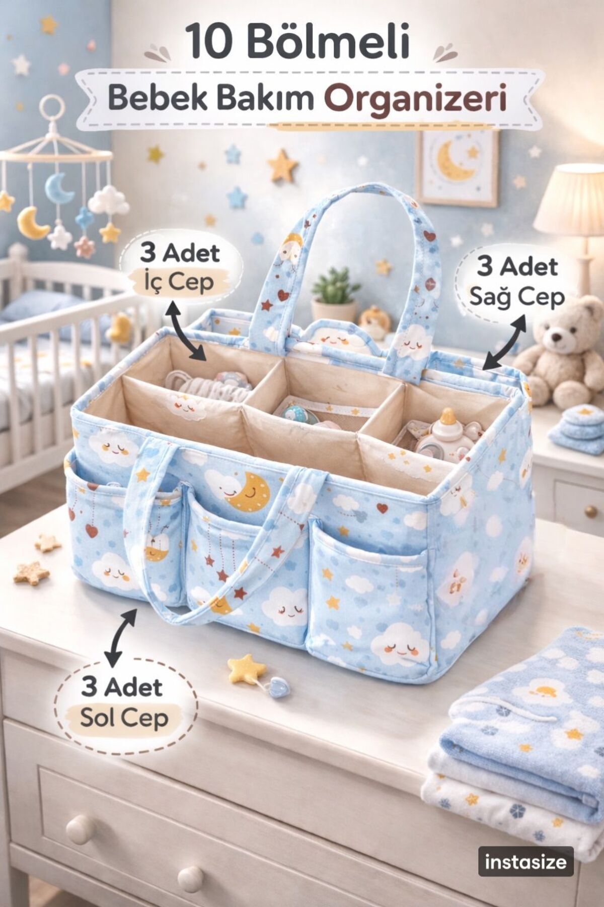 MorBebe Anne Bebek Bakım Çantası Organizeri I Taşınabilir Bakım Çantası 2 li Set fotoğrafı 4 (önizleme)