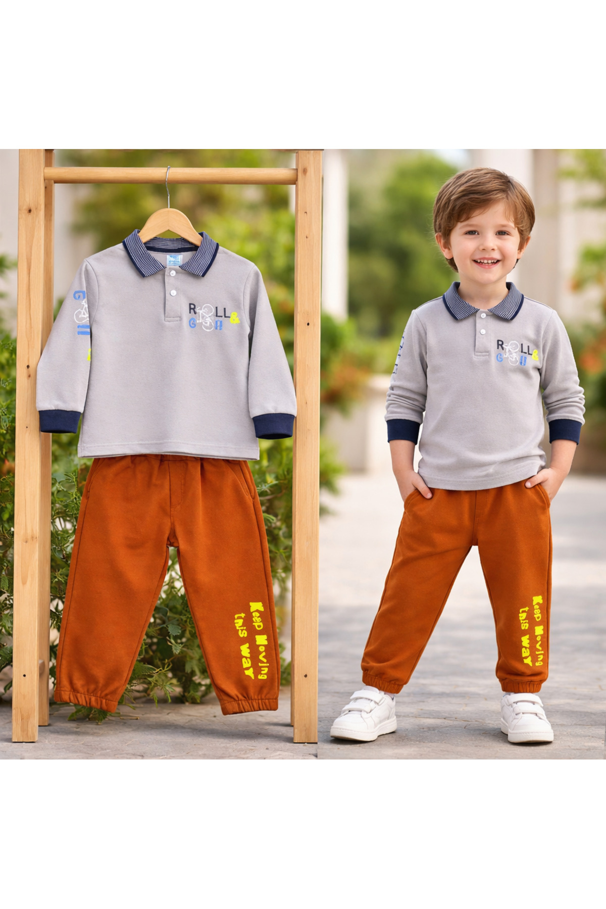 vinezza Renkli Baskılı 1. Kalite Pamuklu Erkek Bebek Takımı fotoğrafı 2 (önizleme)