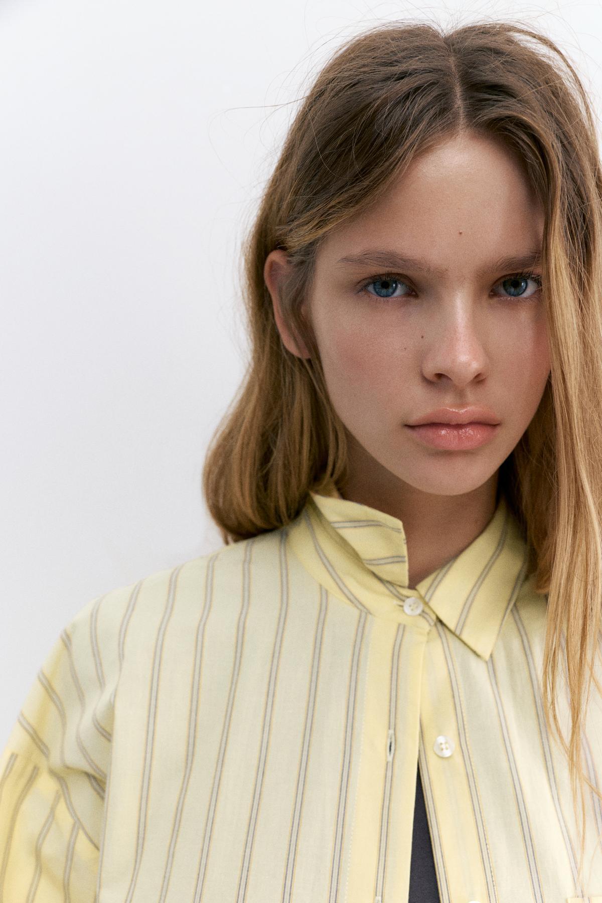 Pull & Bear  Sarı çizgili gömlek - Görsel 7